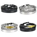 New Stainless Steel Feather Bracelet Set Roman Numeral Braided Opening Adjustable Bracelet Jewelry