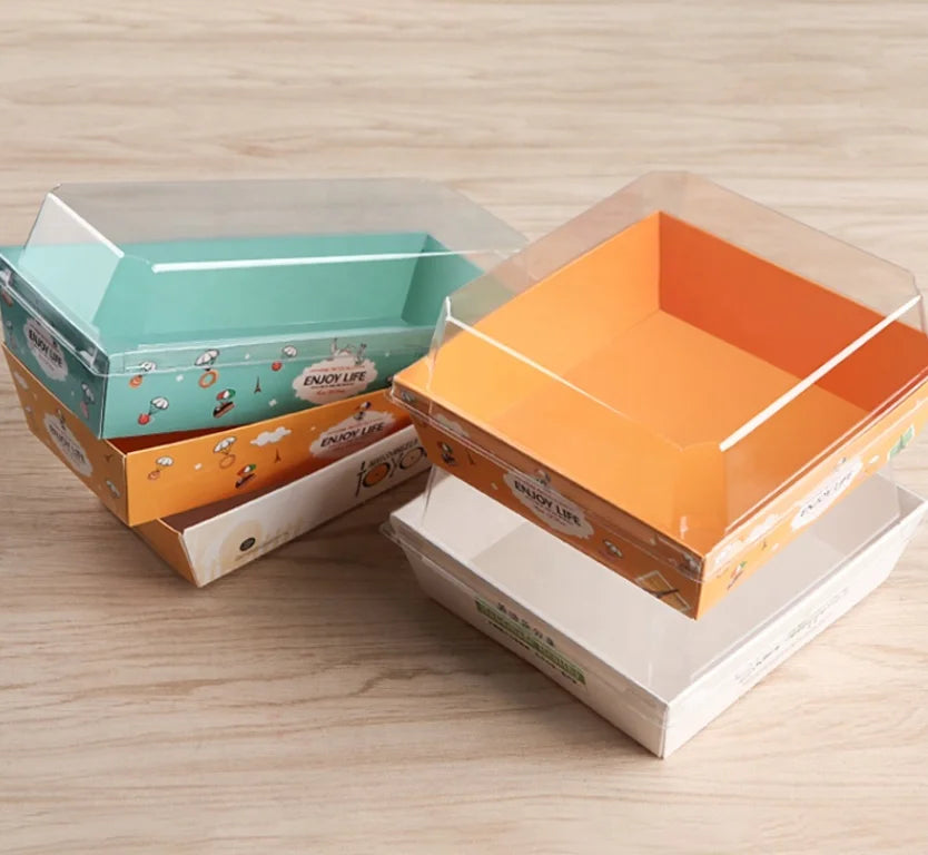 Dessert Cake Box Plastic square Desserts Packaging Box Transparent With Lids
