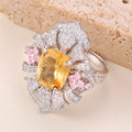 ZL0089 Cushion Cut 9x11mm Citrine Custom Wedding Rings CZ Gemstone Sterling Silver 925 Ring Woman Handmade Citrine Ring