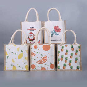 LOONDE Custom Printed Burlap Handbag Eco Reusable Shopping Jute Tote Bag
