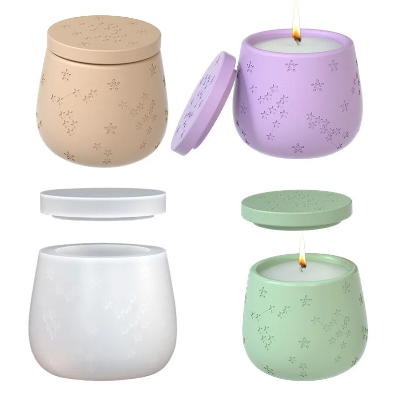 Epoxy Resin Storage Tank Silicone Mold Plaster Cement Full Star Pot Candle Cup Mold
