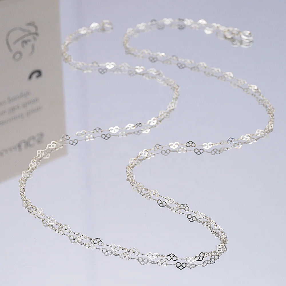 Wholesale Hot Selling Popular Design 925 Silver Heart Chain Pure Silver Necklace for Women