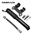 RIDERACE Mountain Bicycle Air Hand Pump Lightweight Portable Mini MTB Bike Tire Inflator With Hose Multipurpose Inflatable Tool
