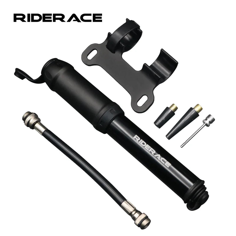 RIDERACE Mountain Bicycle Air Hand Pump Lightweight Portable Mini MTB Bike Tire Inflator With Hose Multipurpose Inflatable Tool