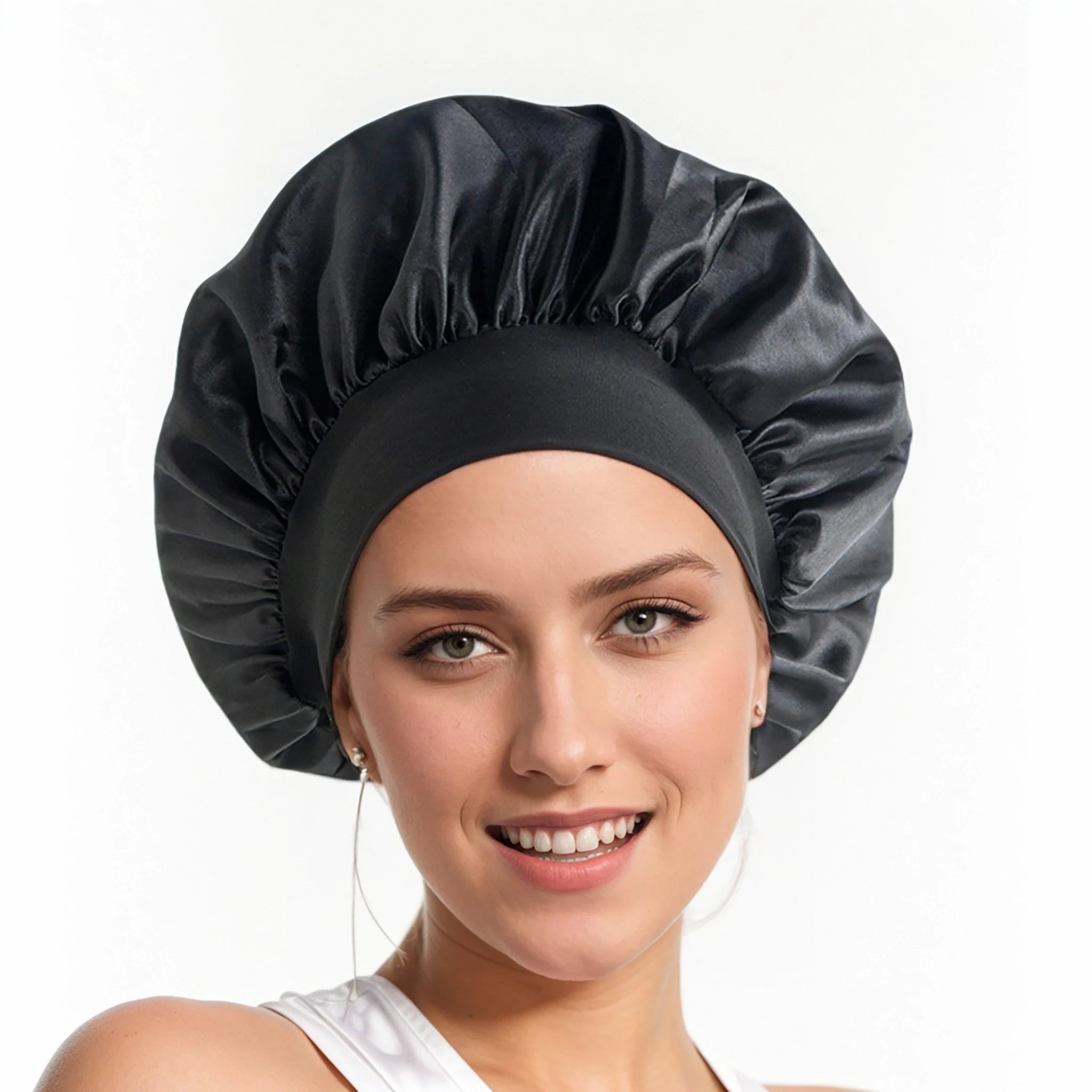 Large Double Layer Satin Bonnet Non-Slip Turban Hair Cap for Curly Hair Silk Bonnet Sleep Cap for Sleeping Hair Towels