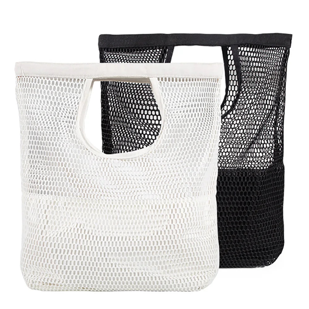 Wholesale Casual Mesh Shopping Bag Lady Black Mesh Tote Bag Customizable Eco Friendly Mesh Beach Bag for Girls