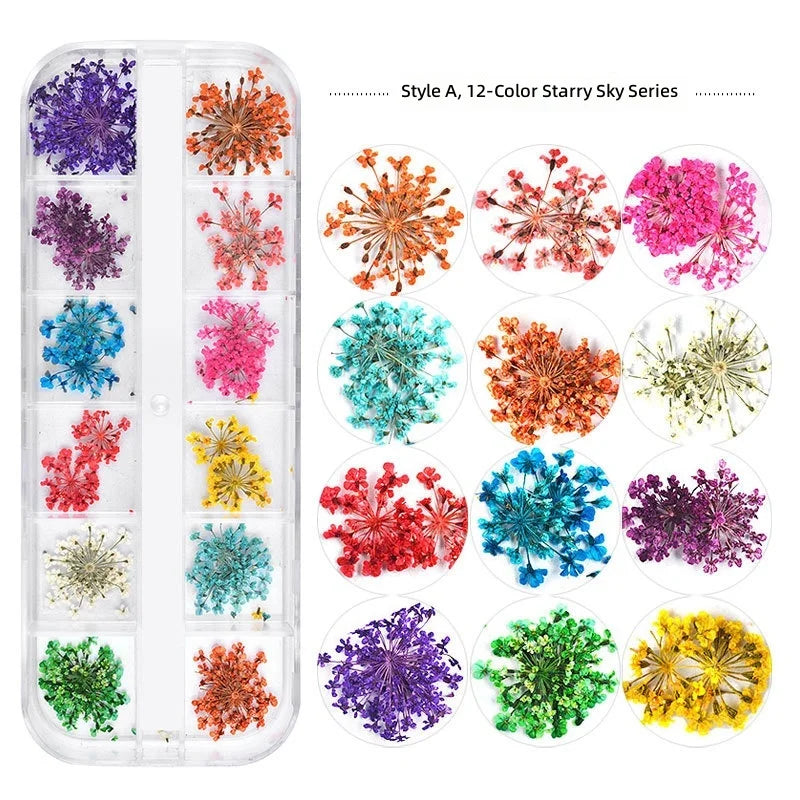3d Nail Flower Pressed Dry Flowers Nail Art Diy Natural Real Dried Flowers for Nails Decoration Manicure