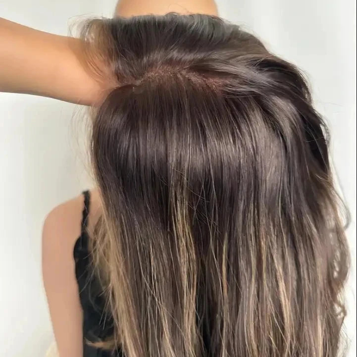 Wholesale 4*4 Lace Closure Wig Short Wave Highlight BrownTransparent Swiss Lace Wigs