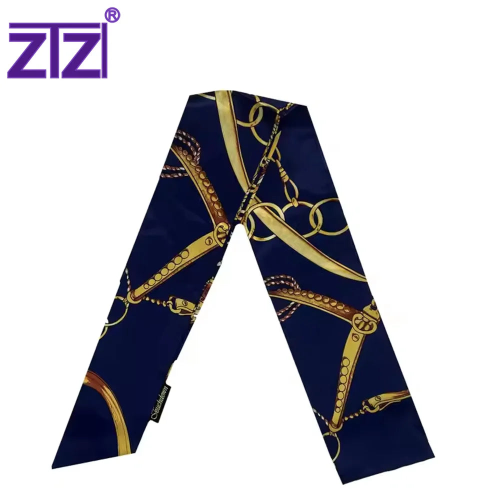 ZTZI Elegant Print Square Scarf Imitation Silk  Scarf Ladies Imitation Silk Multi-color Double Sides Scarf