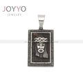 Black Square Jesus Pendant Blessing Jewelry Charm Zircon Religious Black  Plated Hip Hop Pendant Necklace