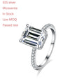 Fine Fashion Jewelry 2ct Radiant/Emerald Cut Moissanite Diamond Ring for Wedding Engagement Women 925 Sterling Silver Rings