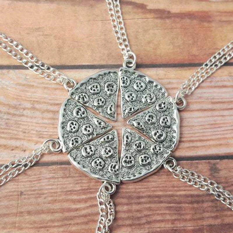 6 PCS/SET Pizza Slice Pendant Necklace Best Friend Forever BFF Friendship Family Sister Necklace
