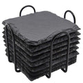 Spain Stock 8pcs Black Slate Drink Coasters 4in Square UV Ink Anti-Scratch Bottom Holder for Bar Kitchen New Condition