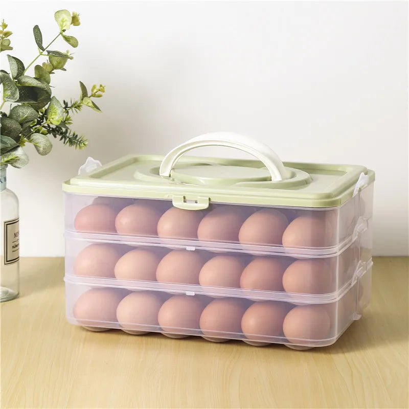 3-Layer Clear Plastic Food Storage Container Large Capacity Egg Fresh Storage Holder Box for Kitchen Refrigerator for Presents