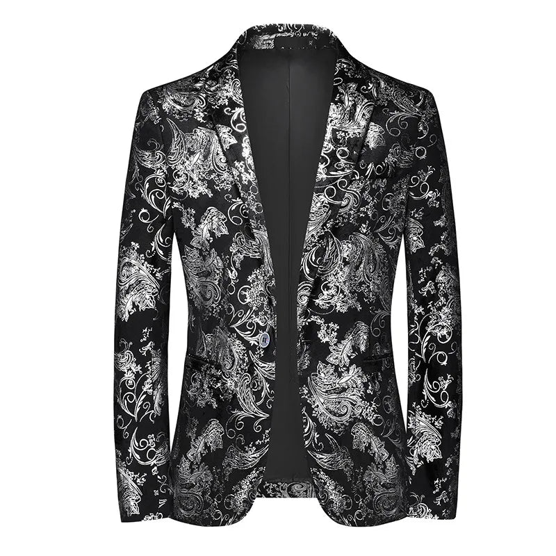 British Style Men's Plus Size Blazer Elegant Business Casual Coat for Spring Breathable Party Jacket Nightclub Singer Groom 6XL