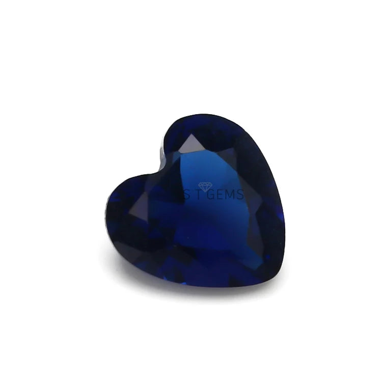 China Synthetic Sapphire Color Glass Stone Loose Heart Cut Dark Blue Glass Stone for Jewelry
