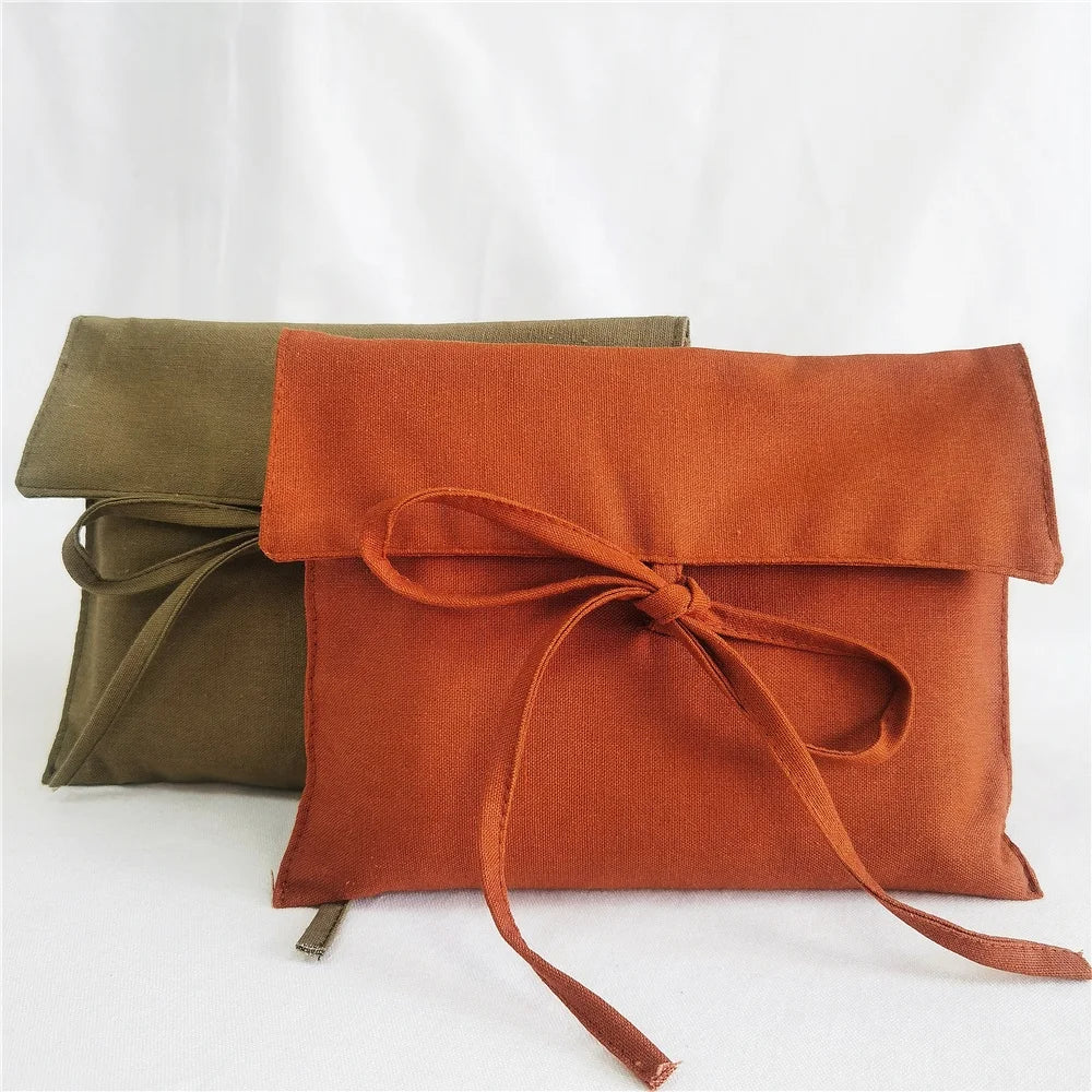 Chuanghua BSCI Factory Price Recyclable Linen Dust Gift Bag Cosmetic Packaging Personalised Envelope Flap Linen Pouch
