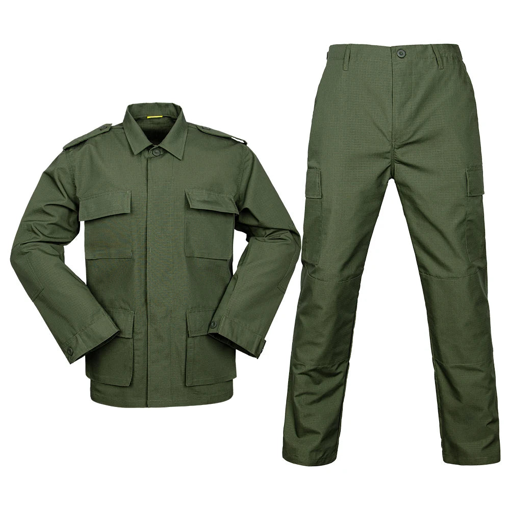 Olive Green Formal Camouflage Tactical Battle Uniform Ripstop Woven Breathable Suit Surplus