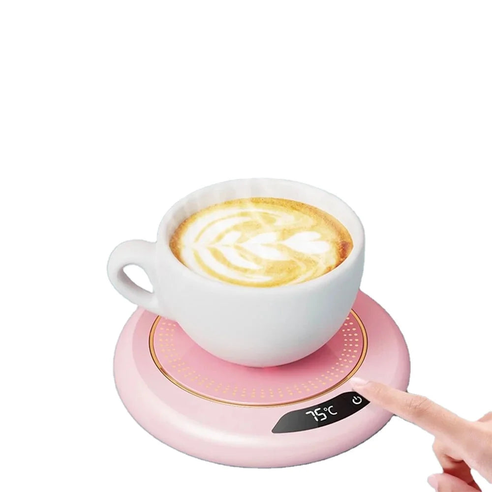 USB Cup Warmer Mini Portable Coffee Mug Heating Coaster Smart Digital Display Thermostatic Adjustment Timing Heater for Milk Tea