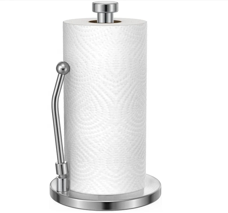 Stainless Steel Paper Towel Organizer Standing Kitchen Paper Holder Easy to Tear Paper Towel Dispenser