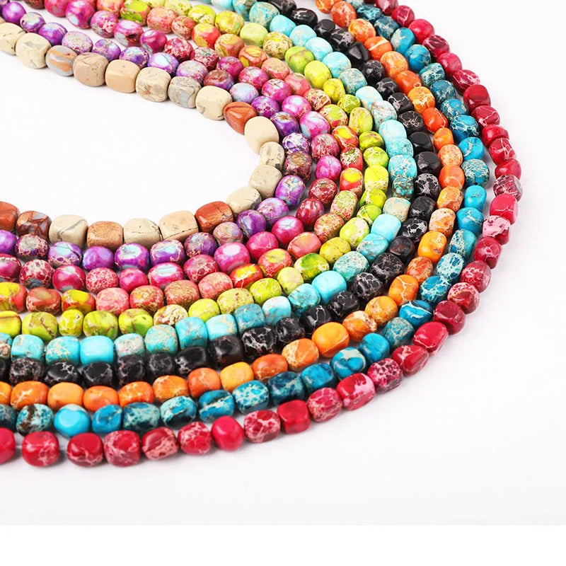 Wholesale 5*8MM Irregular Natural Colorful Sea Sediment Imperial Jasper Stone Beads for Jewelry Bracelet Necklace Making