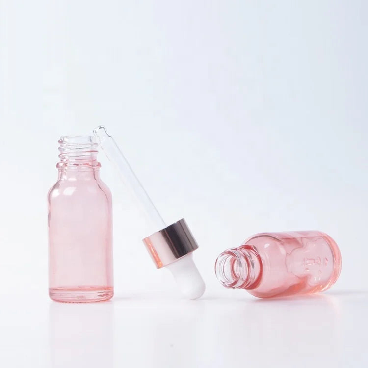 Pink Essential Oil Dropper Empty Bottle Luxurious Colored Glass Cosmetic Bottle with Dropper