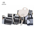 Minissimi Brand Mochila Set Backpack Bag Pu Girls Travelling Backpacks Set Contrast Color 4 Pcs Set Backpack