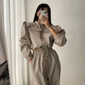 Wholesale 2026 Spring Temperament Standing Neck Drawcord Waist Long Sleeve Coat High Waist Loose Casual Pants Women's Suit