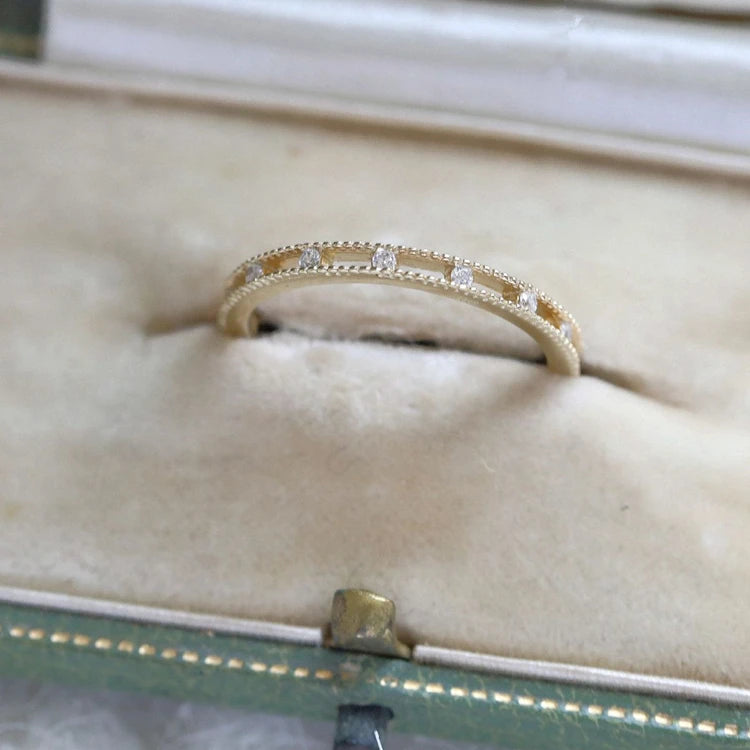 Ladies Design White Zircon Stone S925 Gold Plated Elegant Women Rings