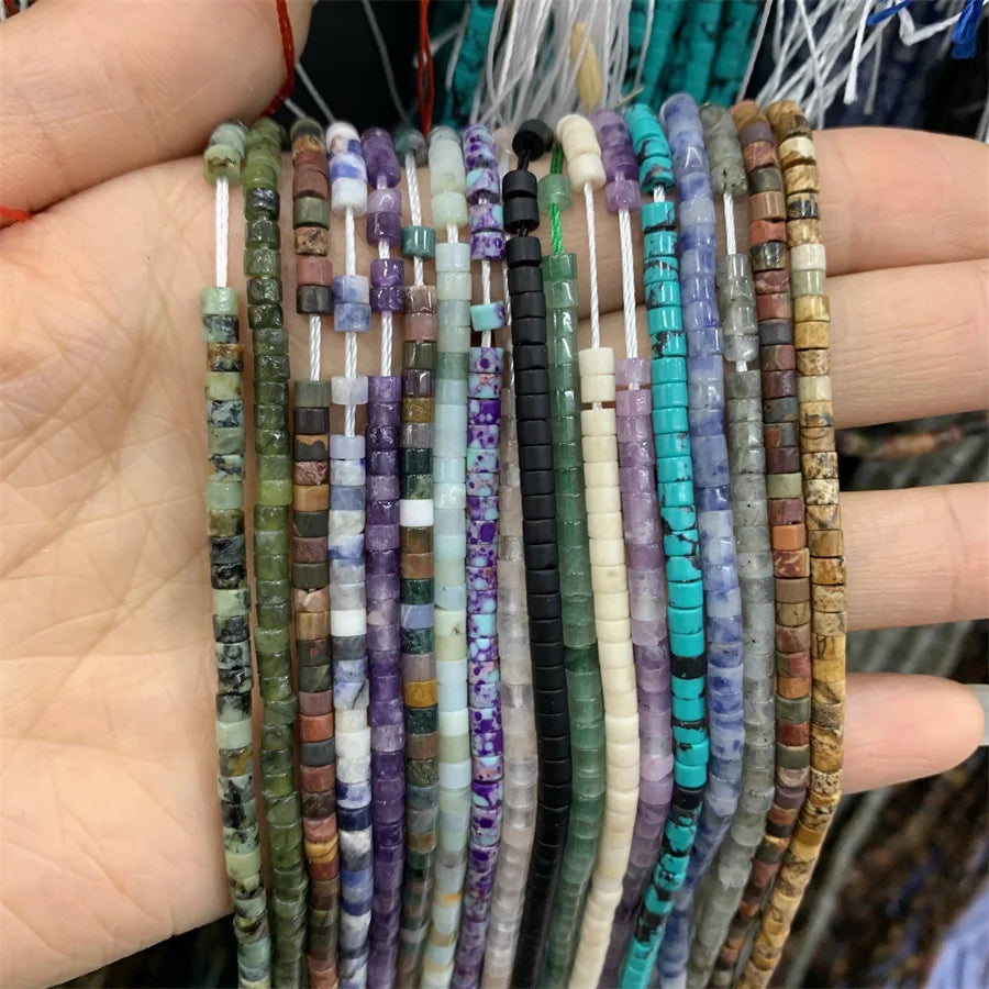 Wholesale 3*2mm Natural Stone 2*3mm Stone Beads Disc Heishi Bracelet Flat Spacer Beads Abacus Stone Beads for Jewelry Making