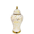 Middle East Arab Luxury White Golden Contemporary Ceramic Ginger Jar Tabletop Vase Tall Centerpieces for Home Decoration