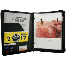 ModernQiu A4 Size Custom Black Unisex PU Leather Professional Portfolio Binder for Women Men