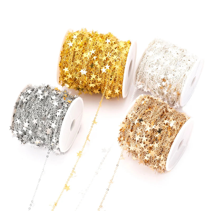 1meter Copper Star Chain Iron Chain 4 Color Chain for Bracelet Necklace DIY Handmade Jewelry Making Y25