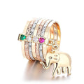Elephant Fine Gold Colorful Plating White Waterproof Fashion Diamond Wide Brass Rings Jewelry for Women