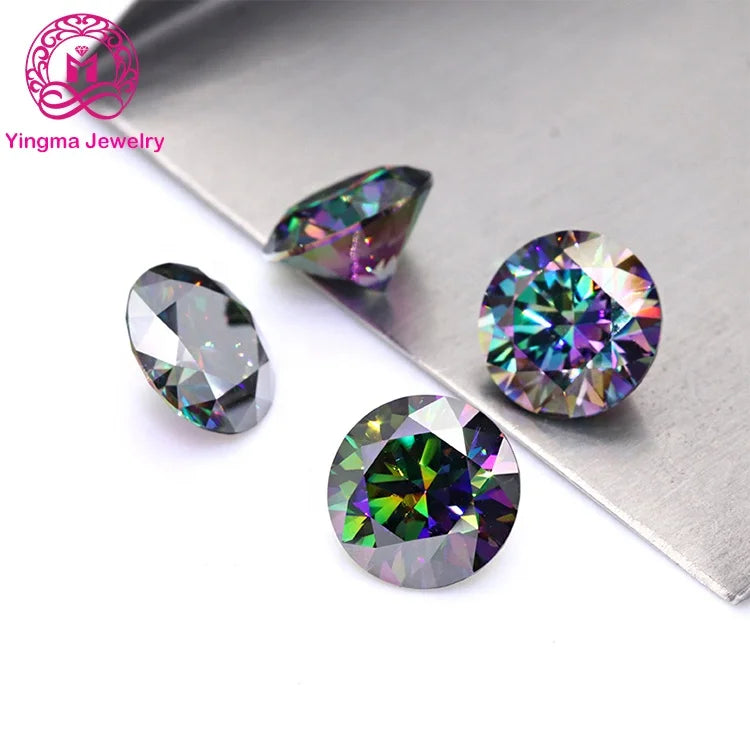 Wuzhou Yingma Factory Wholesale Moissanite Price Per Carat Diamond Moissantes Rainbow Green Moissanite for Necklace
