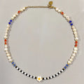 Women's Waterproof Stainless Steel Freshwater Pearl Beaded Necklace Floral Design Flower Necklace