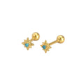 Jietao 925 Silver Tiny North Star Earrings Trending Minimalist CZ Starburst Stud with Gold Plating Screw Backs for Women