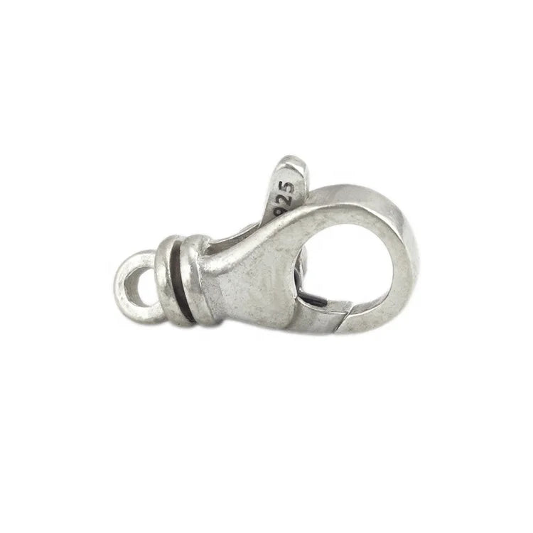 16mm Big Strong 925 Sterling Silver Handmade S925 Swivel Lobster Clasp Keyring Bracelet Clip for Artisan Jewelry Making Supplies