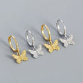 Fashion Earrings Jewelry 925 Sterling Silver butterfly Earrings 18K Gold Plated Hoop Earrings for Women Silver Jewelry
