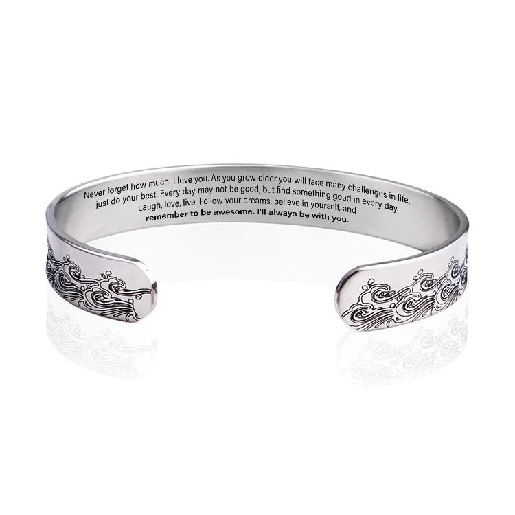 Popular 10MM Stainless Steel Open Bracelet Remember to Be Awesome Novelty Gift