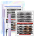 Custom Logo 20D 30D 40D 50D Fluffy Clusters Eyelashes Kit 8-16mm Individual Segment Pre-Cut Diy Cluster Lashes Kit