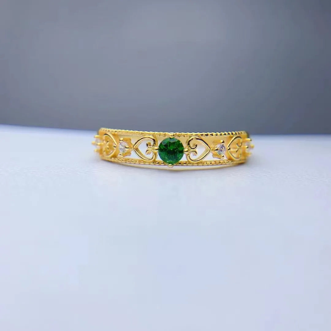 Factory Supply Wholesale 925 Sterling Silver Classic Adjustable Championship Resized Natural Diopside Brilliant Party Wedding