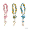 Boho Decor Macrame Handmade Woven Key Rings Holder Lanyard Bracelets Wristlet Wrist Strap Key Chains Cute Girls Flower KeyChain