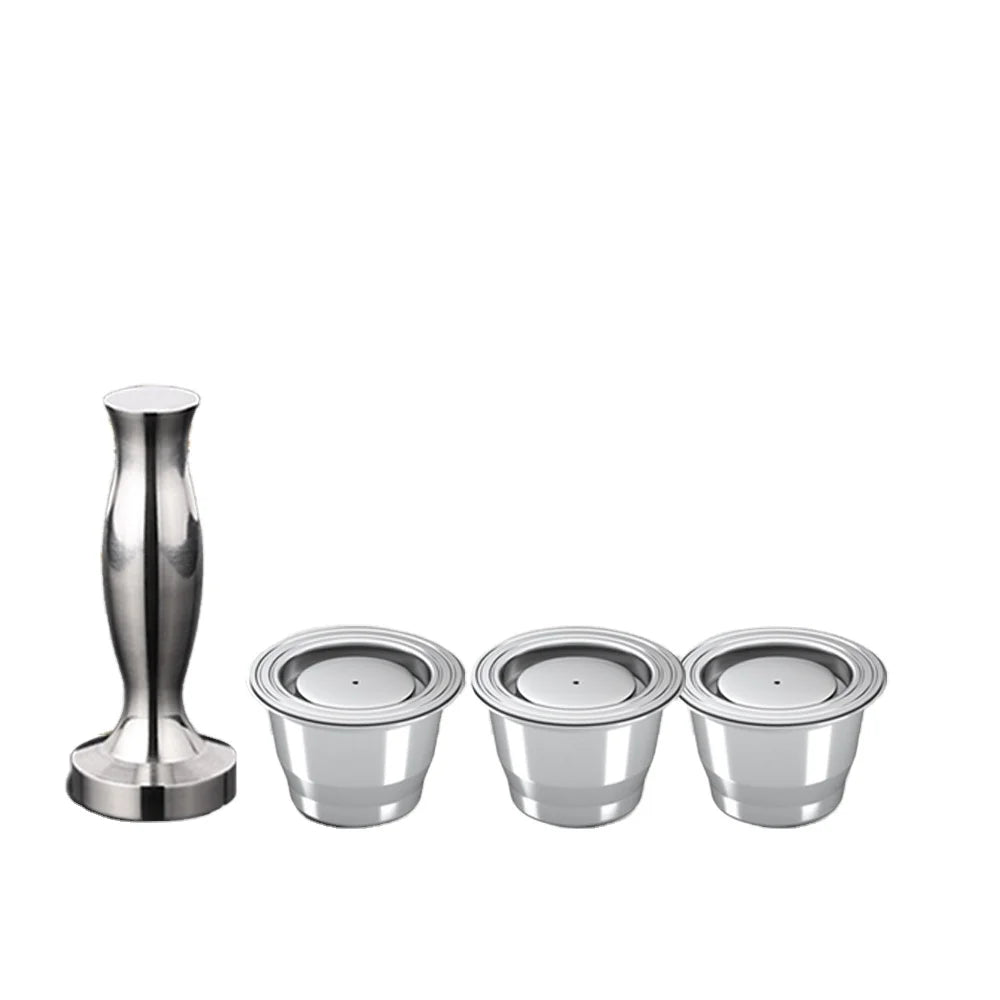 3 Pods 1 Tamper  Wareset Stainless Steel Cafetera for Nepresso Rechargeable Capsules Coffee Pods Tools for NESPRESSO Machines