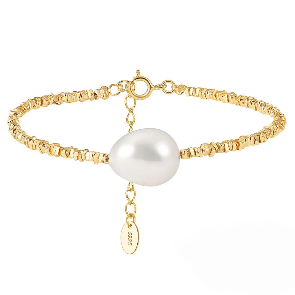 2023 Fashion Natural Pearl 14K Gold Beaded Bracelets 925 Sterling Silver Jewelry for Women