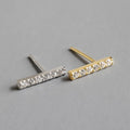 New Arrival S925 CZ Crystal Bar Stud Earrings Cubic Zirconia Inlay S925 Sterling Silver Stud Earrings for Girls