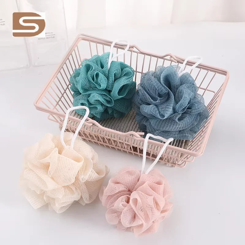 Wholesale Eco-friendly Colorful Shower Loofah Puff Mesh Bath Sponge Pack of 4 Pieces Per Set