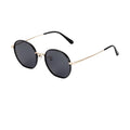 Unique Round Fashion Gold and Black Frame Men Women Dark Green Lens Titanium Sunglasses
