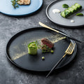 Factory Direct Hot Selling Eco-Friendly Matte Black Nordic Porcelain Dishes Ceramic Dinner Flat Plates for Restaurants Hotels