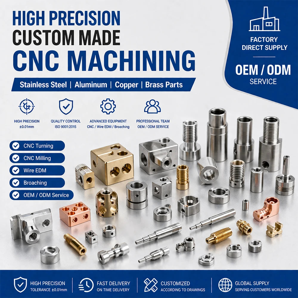 High Precision Custom Made CNC Machining Stainless Steel Aluminum Copper Brass Parts Drilling Wire EDM Broaching OEM ODM Service